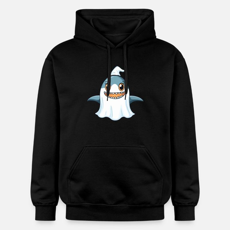 requin Halloween drôle fantôme - Sweat à capuche Softstyle® Gildan Unisexe - noir