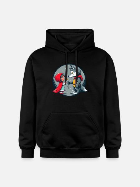 Little Red Riding Hood Wolf Fairy Tale Children's Flower Fairy Tale Character - Gildan Unisex Softstyle® Midweight Hoodie - black