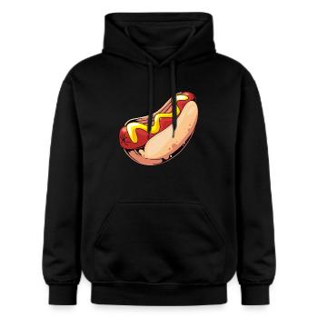Hot Dog Snack - Gildan Unisex Softstyle® Midweight Hoodie - black - Front - Marisol (170cm) & Nik (191cm)