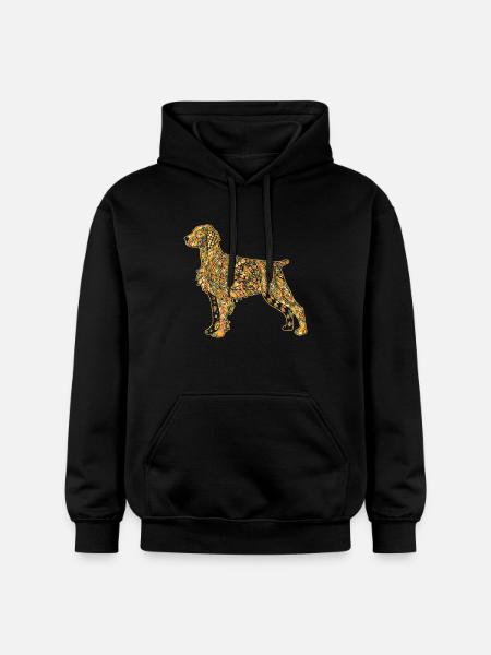 Brittany Spaniel Geometric - Gildan Unisex Softstyle® Midweight Hoodie - black