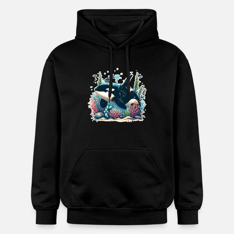 Orca Killer Whale - Gildan Unisex Softstyle® Midweight Hoodie - black