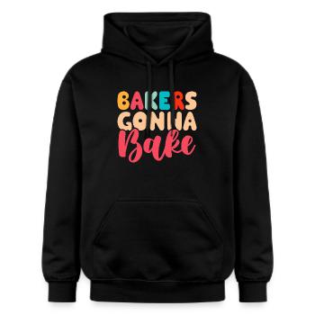 Baking Baker Bakery - Gildan Unisex Softstyle® Midweight Hoodie - black - Front - Marisol (170cm) & Nik (191cm)