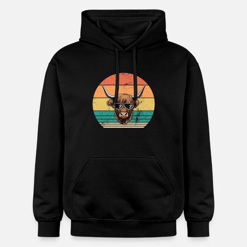 Bovins vaches Bovins Highland - Sweat à capuche Softstyle® Gildan Unisexe - noir