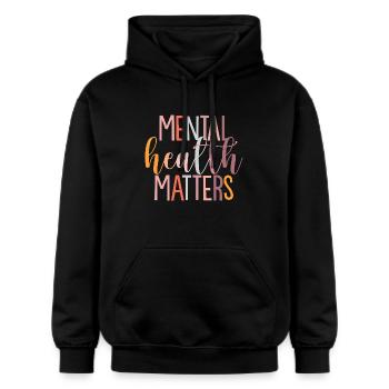 Psychische Gesundheit Mental Health - Gildan Unisex Softstyle® Midweight Hoodie - Schwarz - Vorne - Marisol (170cm) & Nik (191cm)