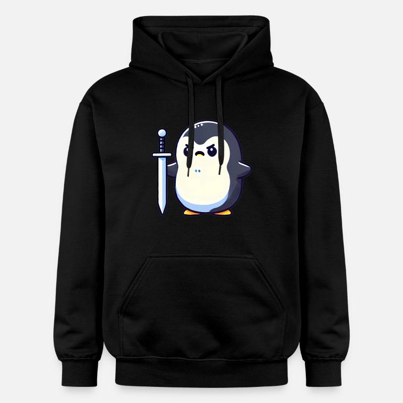 Tiny Penguin Warrior - Gildan Unisex Softstyle® Midweight Hoodie - black