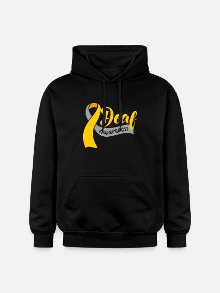 Deaf Deaf Deaf Sign Language - Gildan Unisex Softstyle® Midweight Hoodie - black