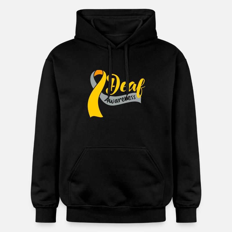 Deaf Deaf Deaf Sign Language - Gildan Unisex Softstyle® Midweight Hoodie - black