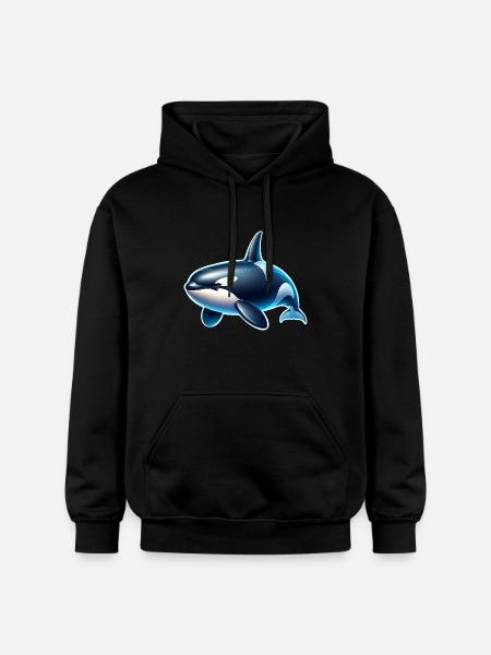 Orca Killer Whale - Gildan Unisex Softstyle® Midweight Hoodie - black
