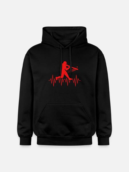 Baseball Heartbeat - Gildan Unisex Softstyle® Midweight Hoodie - black
