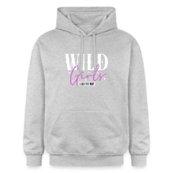 Wild Girls führen den Weg an Statement - Gildan Unisex Softstyle® Midweight Hoodie - Hellgrau meliert - Vorne - Liana (172cm) & Jaron (178cm)