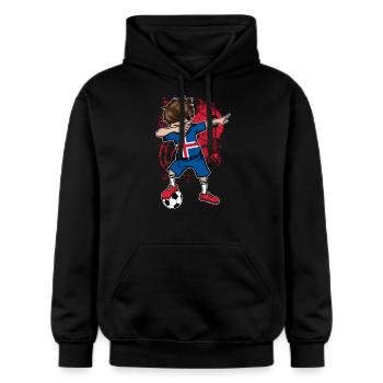 Iceland football national team World Cup - Gildan Unisex Softstyle® Midweight Hoodie - black - Front - Marisol (170cm) & Nik (191cm)