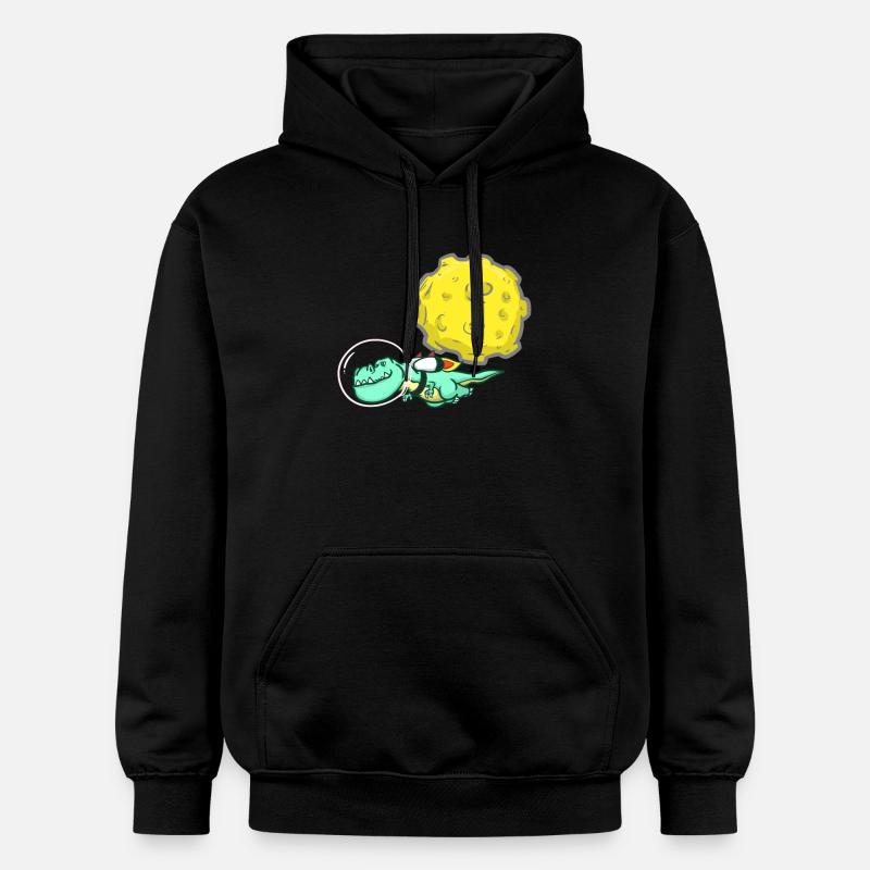Dino - T-Rex - Lune - Espace - Astronaute - Sweat à capuche Softstyle® Gildan Unisexe - noir