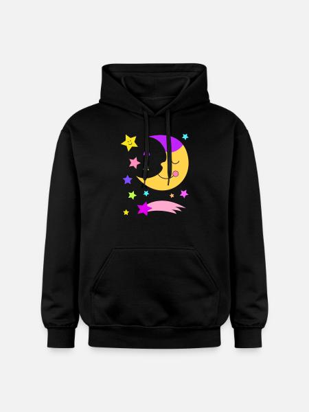 Moon, stars and shooting star - Gildan Unisex Softstyle® Midweight Hoodie - black
