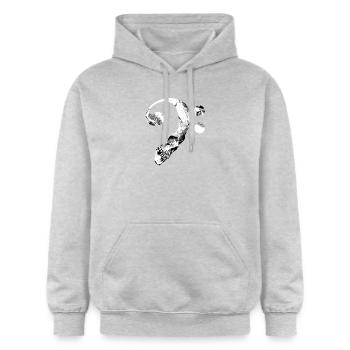 Bassschlüssel-Schädel - Gildan Unisex Softstyle® Midweight Hoodie - Hellgrau meliert - Vorne - Liana (172cm) & Jaron (178cm)