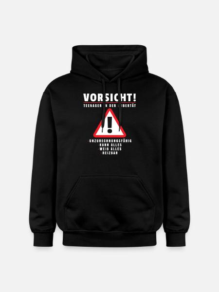 Teenager in Pubertät Shirt Geschenk Achtung! - Gildan Unisex Softstyle® Midweight Hoodie - Schwarz