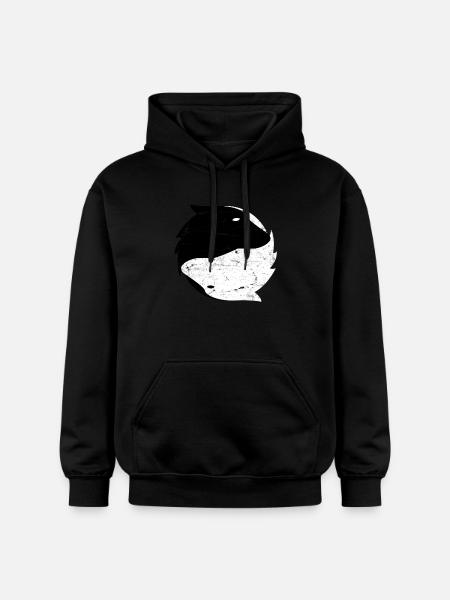 Yin Yang Wolf Dog - Gift - Gildan Unisex Softstyle® Midweight Hoodie - black