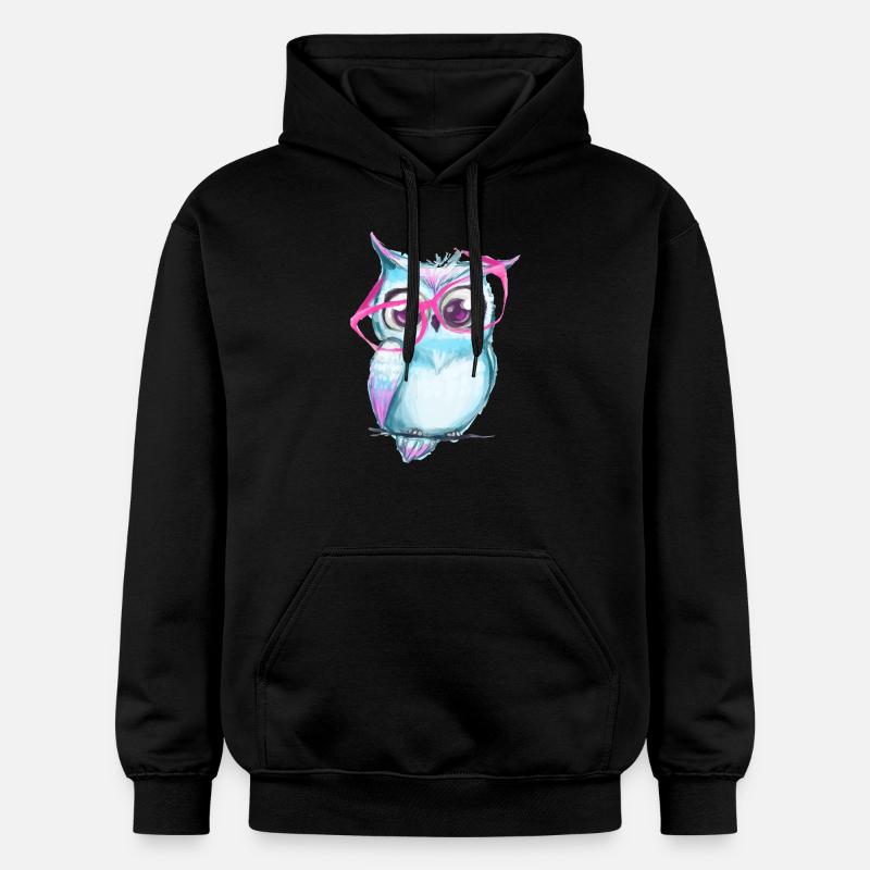 Hibou mignon avec des lunettes - Sweat à capuche Softstyle® Gildan Unisexe - noir