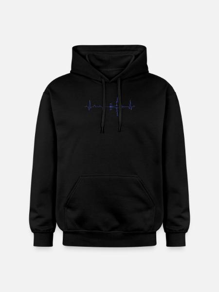 Aircraft ECG heartbeat - Gildan Unisex Softstyle® Midweight Hoodie - black