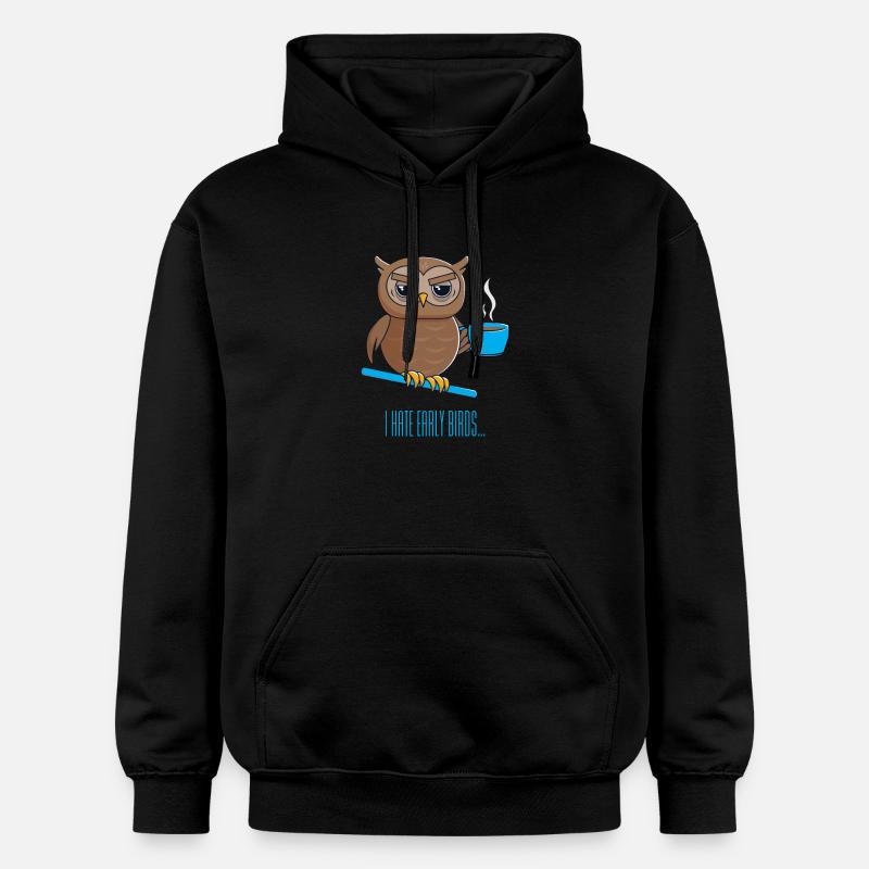Chouette de nuit avec café - Sweat à capuche Softstyle® Gildan Unisexe - noir