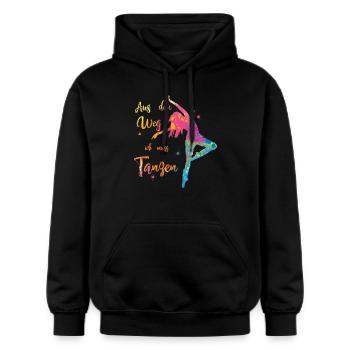 Aus dem Weg ich muss Tanzen - Tanzschule Tänzer - Gildan Unisex Softstyle® Midweight Hoodie - Schwarz - Vorne - Marisol (170cm) & Nik (191cm)