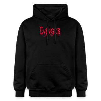 Danger rouge Polygone - Sweat à capuche Softstyle® Gildan Unisexe - noir - Devant - Marisol (170cm) & Nik (191cm)