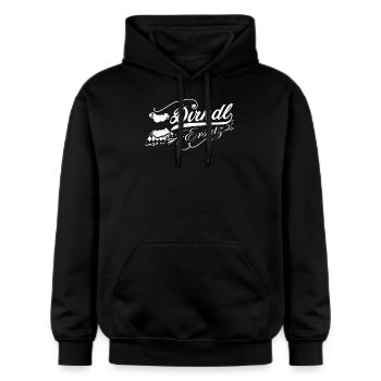 Dirndl Ersatz Dirndl Shirt - Gildan Unisex Softstyle® Midweight Hoodie - Schwarz - Vorne - Marisol (170cm) & Nik (191cm)
