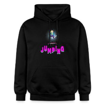 Saut trampoline jumpstyle hopping sport - Sweat à capuche Softstyle® Gildan Unisexe - noir - Devant - Marisol (170cm) & Nik (191cm)