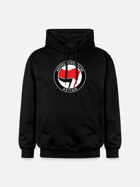 Antifacist Action, Antifa Logo, Flags - Gildan Unisex Softstyle® Midweight Hoodie - black
