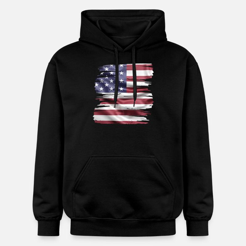 Drapeau américain rétro - Sweat à capuche Softstyle® Gildan Unisexe - noir