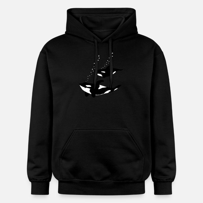 Orca Mutter mit Kind - Gildan Unisex Softstyle® Midweight Hoodie - Schwarz