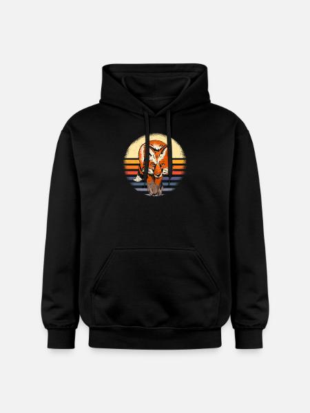 Fuchs Waldtier Geschenk Retro - Gildan Unisex Softstyle® Midweight Hoodie - Schwarz