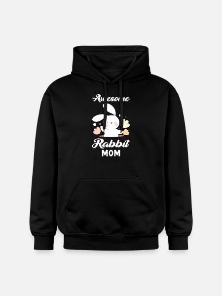 rabbit mom cute - Gildan Unisex Softstyle® Midweight Hoodie - black