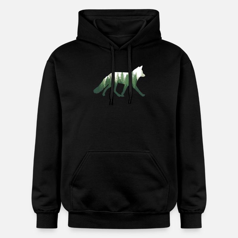 Renard nature forêt - Sweat à capuche Softstyle® Gildan Unisexe - noir