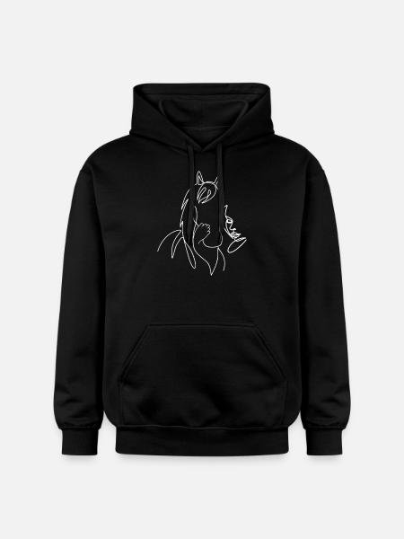 Cheval Lineart - Sweat à capuche Softstyle® Gildan Unisexe - noir