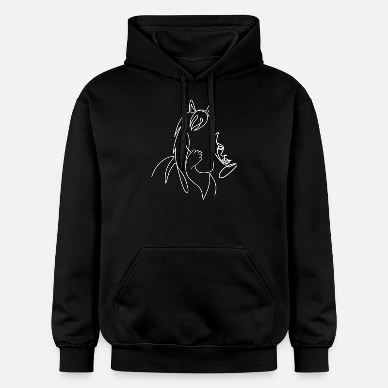 Pferd Lineart - Gildan Unisex Softstyle® Midweight Hoodie - Schwarz