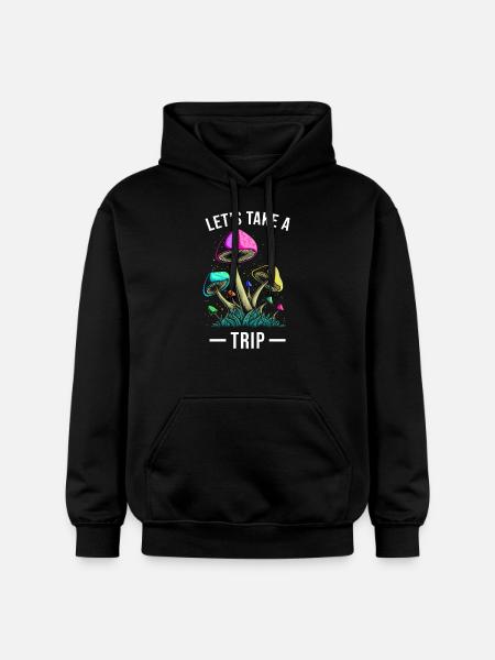 Mushroom Trip Magic Mushrooms - Gildan Unisex Softstyle® Midweight Hoodie - black