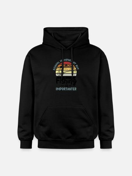 Fishing Fishing Is Importanter - Gildan Unisex Softstyle® Midweight Hoodie - black