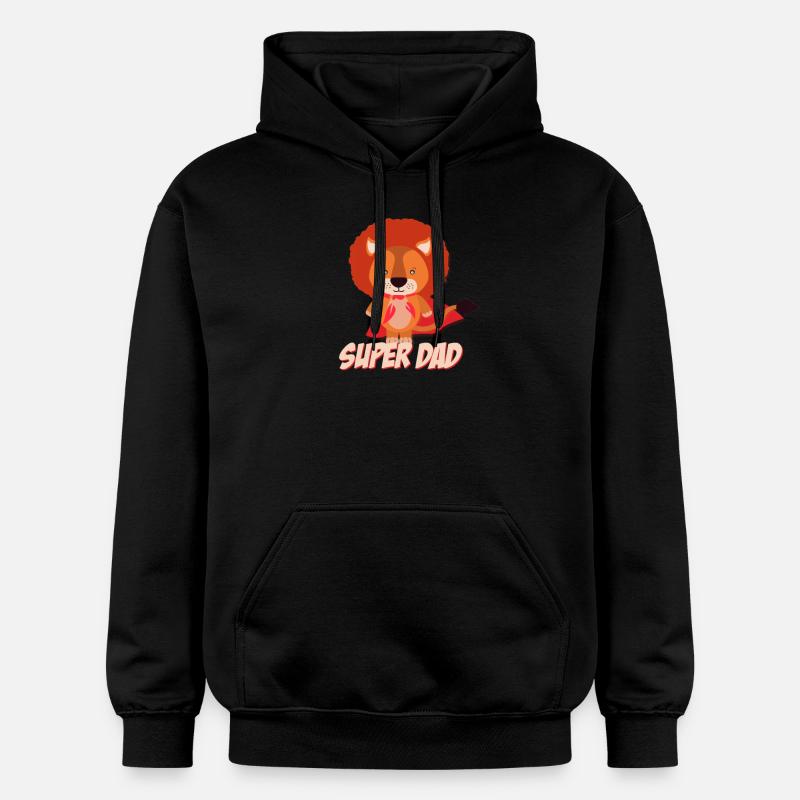 Super papa lion père - Sweat à capuche Softstyle® Gildan Unisexe - noir