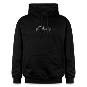 Russland Herzschlag Flagge Vintage Russland - Gildan Unisex Softstyle® Midweight Hoodie - Schwarz - Vorne - Marisol (170cm) & Nik (191cm)