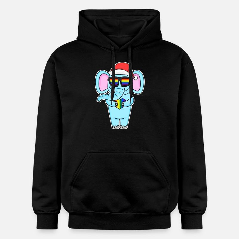 Éléphant Arc-en-ciel Noël - Sweat à capuche Softstyle® Gildan Unisexe - noir