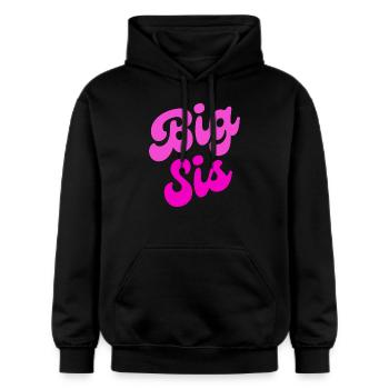 Grande sœur, Grande sœur - Sweat à capuche Softstyle® Gildan Unisexe - noir - Devant - Marisol (170cm) & Nik (191cm)