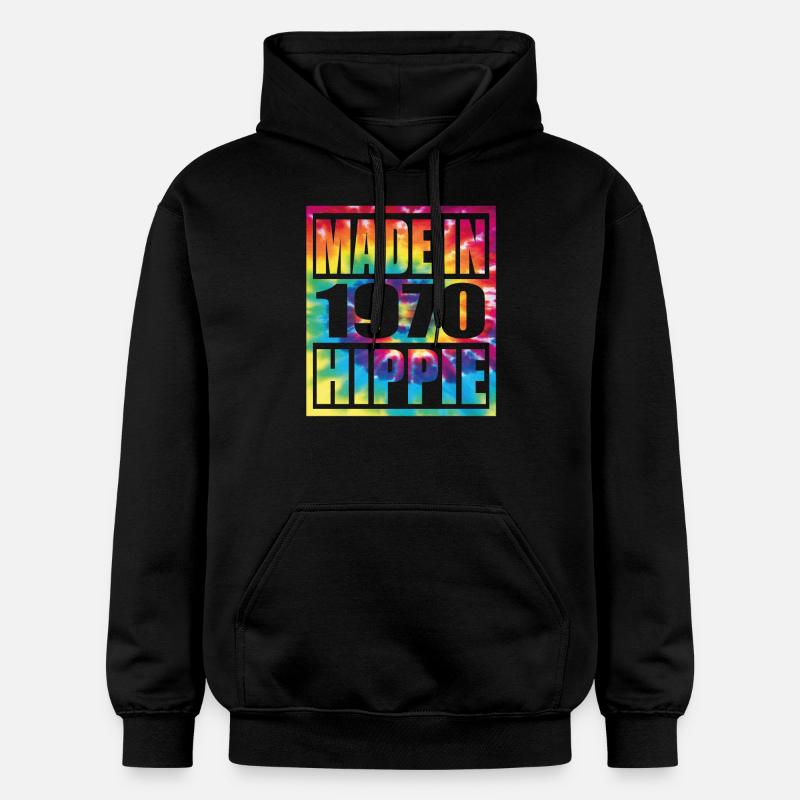 Anniversaire hippie 1970 - Sweat à capuche Softstyle® Gildan Unisexe - noir