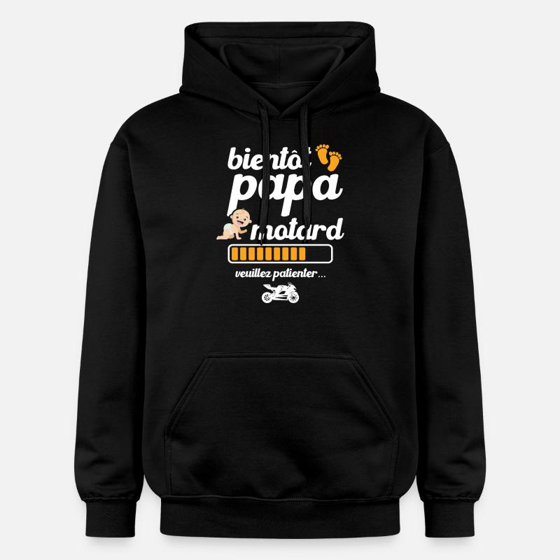 Bientôt papa motard - Sweat à capuche Softstyle® Gildan Unisexe - noir