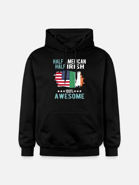 Half American Half Irish - Gildan Unisex Softstyle® Midweight Hoodie - black