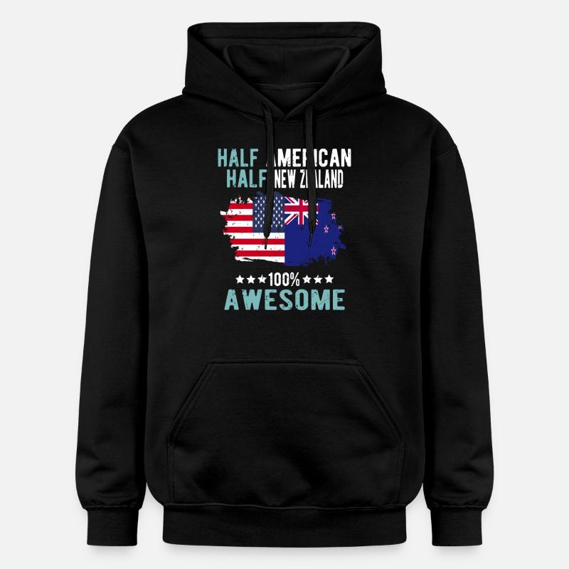 Moitié Américain Moitié Néo-Zélandais - Sweat à capuche Softstyle® Gildan Unisexe - noir