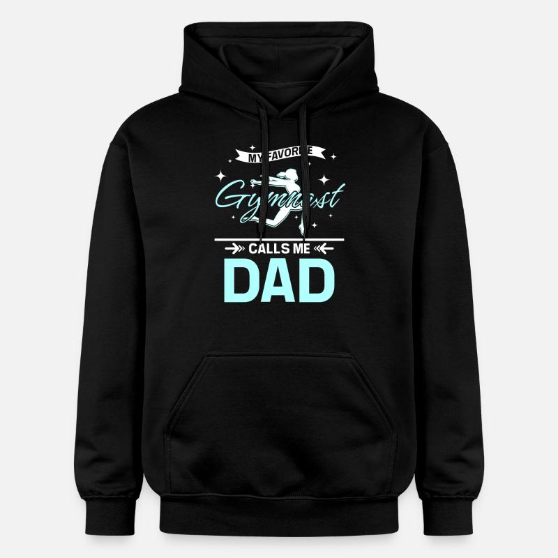 Mon gymnaste préféré m’appelle papa - Sweat à capuche Softstyle® Gildan Unisexe - noir