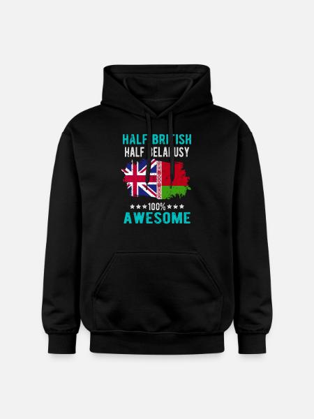 Half British Half Belarusian - Gildan Unisex Softstyle® Midweight Hoodie - black