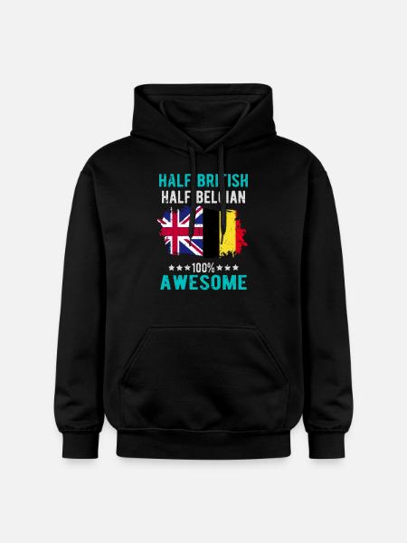 Half British Half Belgian - Gildan Unisex Softstyle® Midweight Hoodie - black