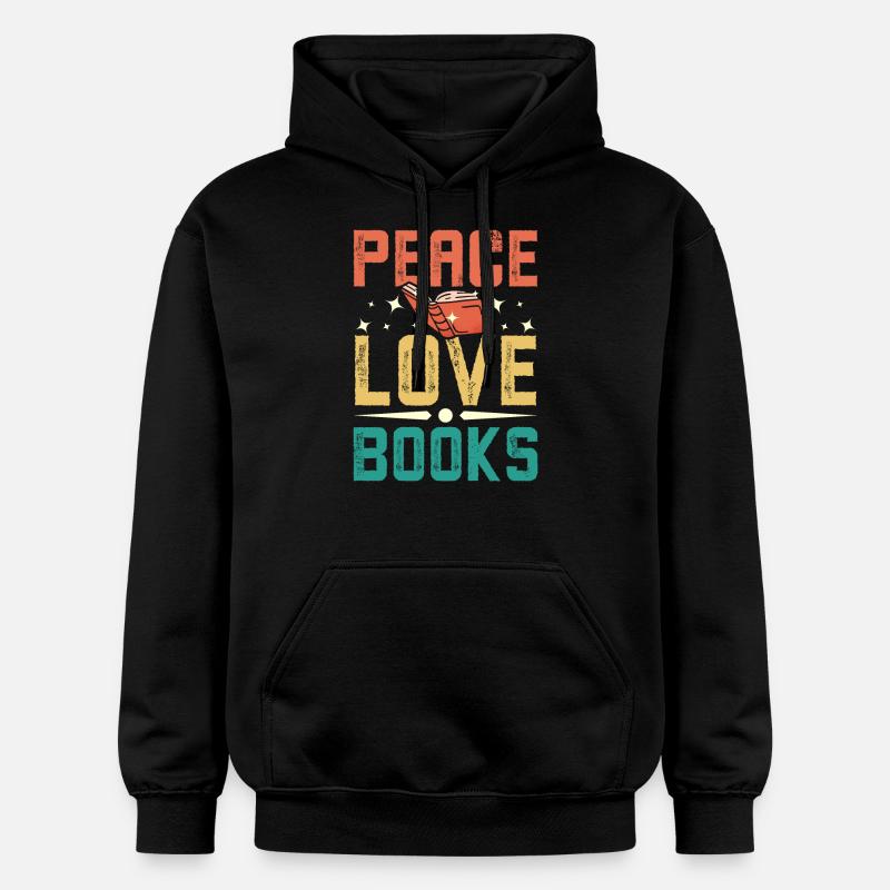 Paix, amour, livres - Sweat à capuche Softstyle® Gildan Unisexe - noir