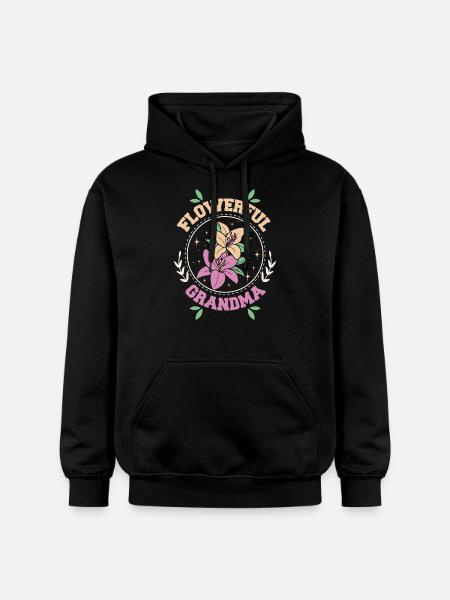Flowerful grandma - Gildan Unisex Softstyle® Midweight Hoodie - black